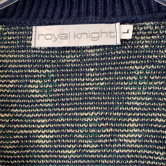 Vintage Royal Knight Men’s V-Neck Cotton Sweater - sz L - Picture 4 of 5